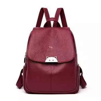 Женская сумка Женский рюкзак Модная мягкая кожаная дикая студенческая сумка Открытый дорожный рюкзак A чёрный