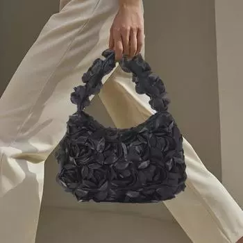 Женская сумочка 3D Rose Retro Style Sequin Crescent Shape Solid Color Celebrity красный