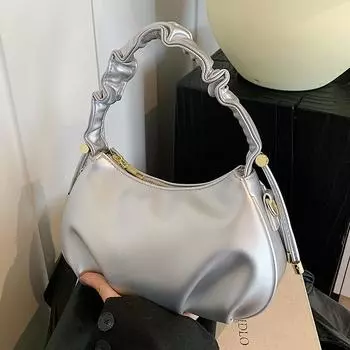 Женская сумочка из французской фактуры, мягкая кожа, большая вместимость, сумка через плечо на одно плечо, повседневная универсальная сумка подмышкой