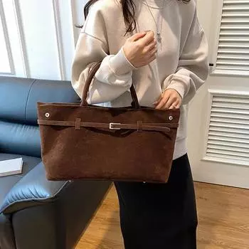 Женская сумочка из искусственной замши в винтажном стиле с матовой поверхностью, большая вместимость, декор под мышкой красный