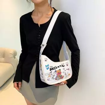 Женская сумочка Модная Простая Универсальная Сумка на Одно Плечо чёрный