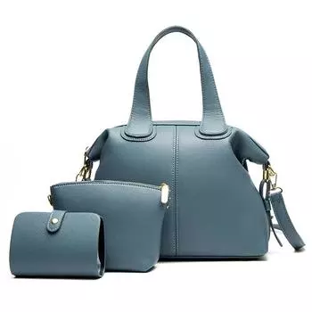 Женская сумочка осень-зима новая роскошная мягкая кожаная женская сумка через плечо ретро однотонный цвет большая вместимость комплект из трех предметов