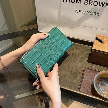 Женская сумочка с крокодиловым узором, клатч из искусственной кожи, женский длинный кошелек, клатч большой вместимости