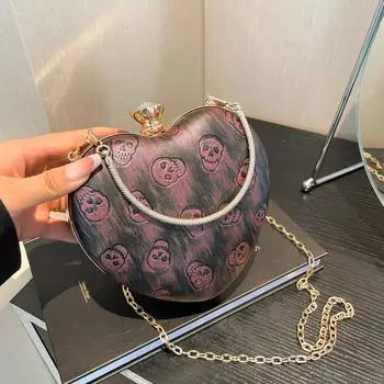 Женская сумочка с принтом в виде черепа и гримасы в форме сердца для Хэллоуина и повседневного использования.