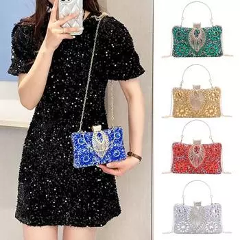 Женская сумочка со стразами для знаменитостей, выпускного вечера, коктейля, банкета, тонкая полая сумочка красный