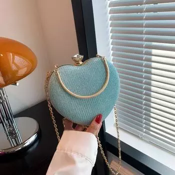 Женская сумочка в форме сердца, вечерняя сумка для свадебной вечеринки, мини-клатч с цепочкой, кошелек для коктейля, выпускного вечера, вечерняя сумка чёрный