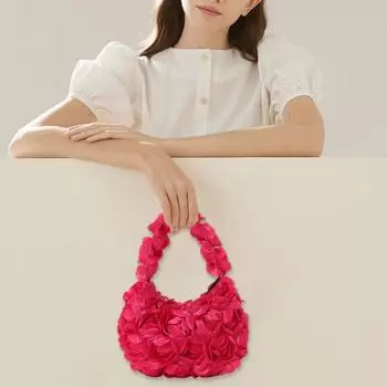 Женская сумочка Yousheng с 3D-розой в стиле ретро, с блестками и полумесяцем, однотонная, для выпускного вечера, свадьбы, вечеринки, вместительная вечерняя сумочка-клатч розы красного