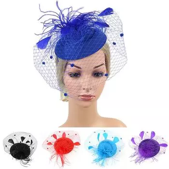 Женская свадебная сетка/перо/котелка для выступления на сцене, коктейль, свадьба