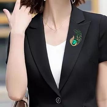 Женская сверкающая брошь неправильной формы, блестящие стразы, инкрустированная булавка, воротник костюма, шаль, шарф, значок, аксессуары для костюма зелёный