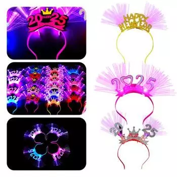 Женская светодиодная повязка на голову с подсветкой Женская светящаяся повязка на голову со светящимся огнем Новый год A