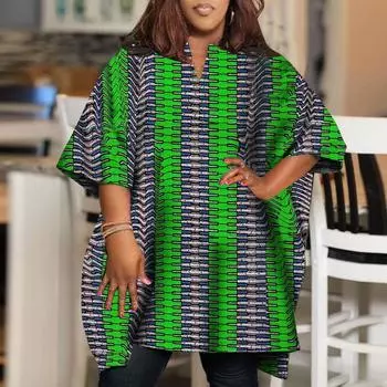 Женская свободная блузка с круглым вырезом и коротким рукавом большого размера в полоску с принтом L оранжевый