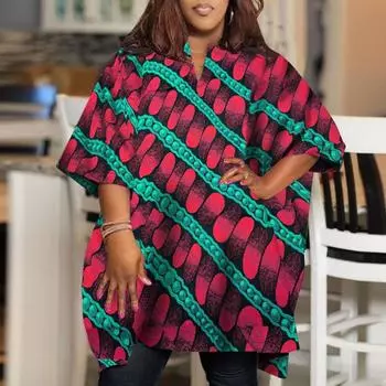 Женская свободная блузка с круглым вырезом и коротким рукавом большого размера с принтом M оранжевый