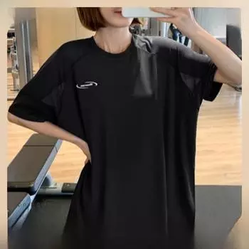 Женская свободная быстросохнущая сетчатая футболка для йоги - большой размер, короткий рукав, летний фитнес-топ XXL