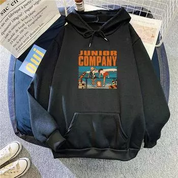 Женская свободная флисовая толстовка с капюшоном с принтом из мультфильмов, студенческая толстовка с длинным рукавом, свитер на осень-зиму S белый