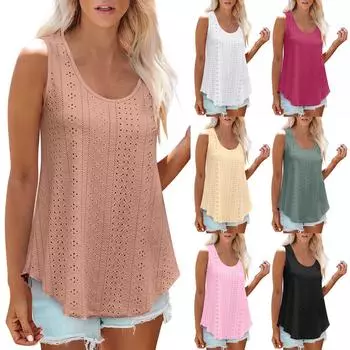 Женская свободная футболка без рукавов с круглым вырезом XL зелёный