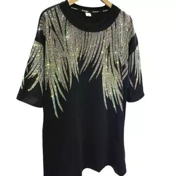 Женская свободная футболка большого размера с коротким рукавом на весну и лето с коротким рукавом, блестящий топ с круглым вырезом и коротким рукавом 3XL