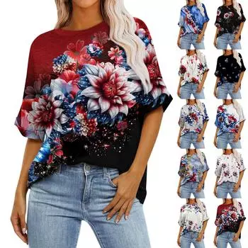 Женская свободная футболка оверсайз с принтом, круглым вырезом, длиной до плеч, с короткими рукавами, топ L чёрный