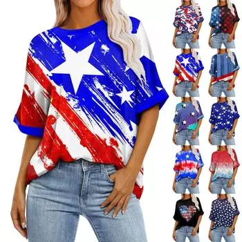 Женская свободная футболка с круглым вырезом и короткими рукавами с принтом, до плеч L чёрный