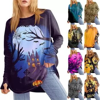 Женская свободная футболка с круглым вырезом и принтом ко Дню святого Валентина, с длинными рукавами и средней длиной, топ с дырявым большим пальцем XXXL