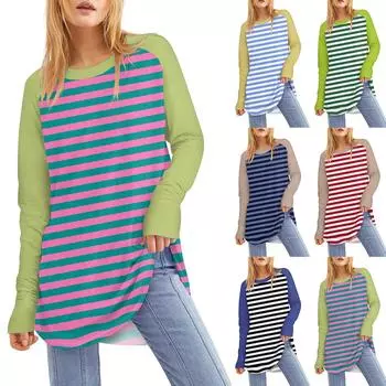 Женская свободная футболка с круглым вырезом и принтом ко Дню святого Валентина, с длинными рукавами и средней длиной, топ с дырявым большим пальцем XXL