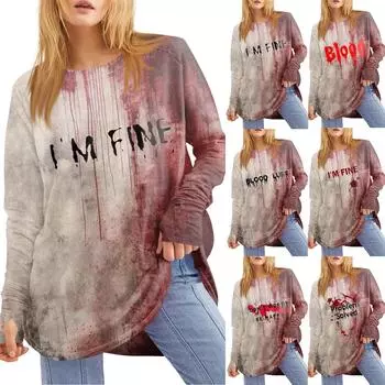 Женская свободная футболка с круглым вырезом и принтом ко Дню святого Валентина, с длинными рукавами и средней длиной, топ с дырявым большим пальцем L чёрный