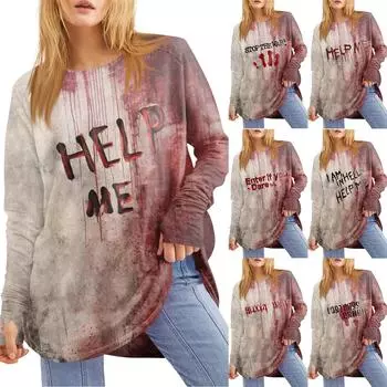 Женская свободная футболка с круглым вырезом и принтом ко Дню святого Валентина, с длинными рукавами и средней длиной, топ с дырявым большим пальцем XL хаки