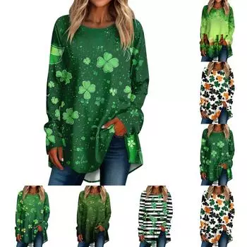 Женская свободная футболка с круглым вырезом и длинными рукавами, топ-пуловер с длинными рукавами M