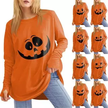 Женская свободная футболка с круглым вырезом и принтом ко Дню святого Валентина, с длинными рукавами и средней длиной, топ с дырявым большим пальцем S