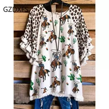 Женская Свободная хлопковая футболка с круглым вырезом и коротким рукавом с принтом, темпераментный пригородный свободный пуловер S белый