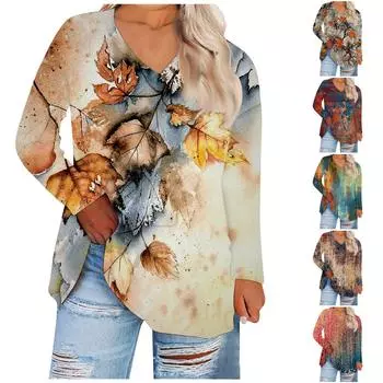 Женская свободная и удобная футболка с длинными рукавами и круглым вырезом, повседневная XXXXXL жёлтый