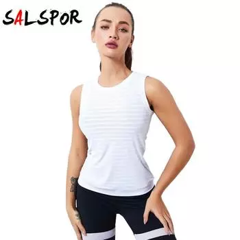 Женская свободная и универсальная полосатая футболка без рукавов, быстросохнущий дышащий жилет для фитнеса