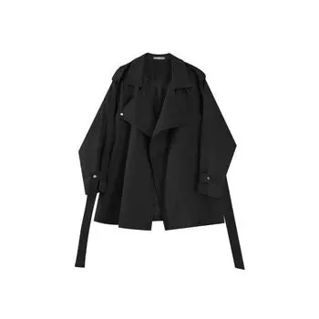 Женская свободная куртка весна-осень повседневный тренчкот XXL чёрный