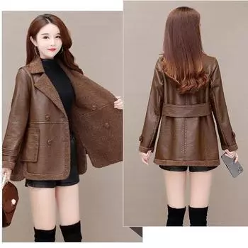 Женская свободная однобортная куртка из искусственной кожи на осень и зиму, куртка для поездок на работу и обратно с двумя сторонами 5XL