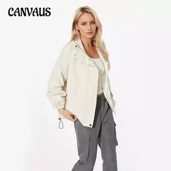 Женская свободная однотонная куртка с капюшоном и застежкой-молнией, с длинным рукавом, с защитой от солнца M абрикосовый