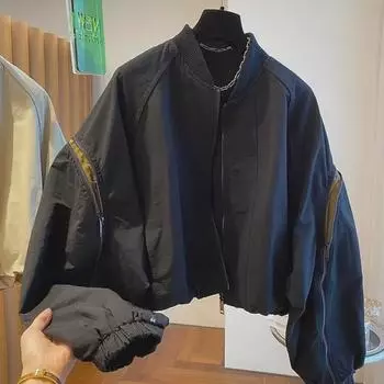 Женская свободная повседневная бейсбольная куртка на молнии в корейском стиле для весны и осени XL (recommended 126-140 jin)