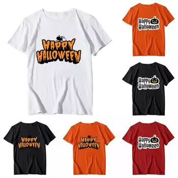 Женская свободная повседневная футболка с круглым вырезом и коротким рукавом с принтом Хэллоуина XXL белый