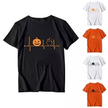 Женская свободная повседневная футболка с круглым вырезом и коротким рукавом с принтом Хэллоуина S чёрный