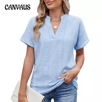 Женская свободная повседневная футболка с V-образным вырезом, весна-лето, однотонная S чёрный