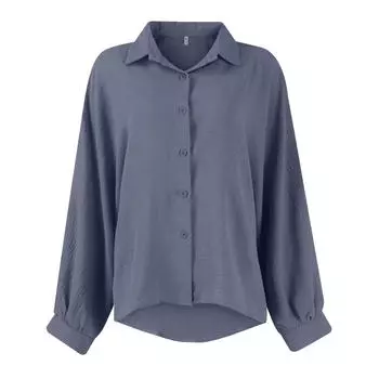 Женская свободная повседневная однотонная рубашка с длинными рукавами и пуговицами на лацканах, модная рубашка с длинными рукавами S фиолетовый