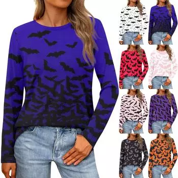 Женская свободная повседневная повседневная футболка с длинным рукавом и круглым вырезом, сплошной цвет, топ XXXXL белый