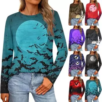 Женская свободная повседневная повседневная футболка с длинным рукавом и круглым вырезом, сплошной цвет, топ M фиолетовый