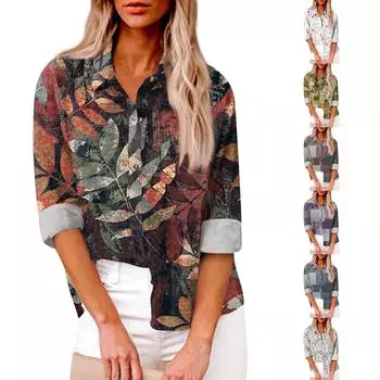 Женская свободная повседневная рубашка с длинными рукавами и лацканами на пуговицах, повседневная, повседневная, с длинными рукавами в паре с джинсовым топом XL розовый