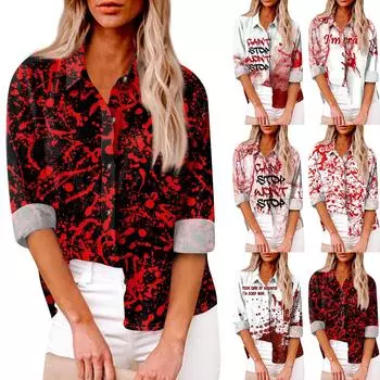 Женская свободная повседневная рубашка с длинными рукавами, кардиган с принтом и карманами XXL чёрный