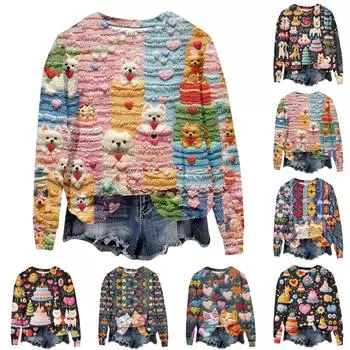 Женская свободная повседневная толстовка с круглым вырезом и длинными рукавами на День святого Валентина, модный топ с длинными рукавами L светло-зеленый