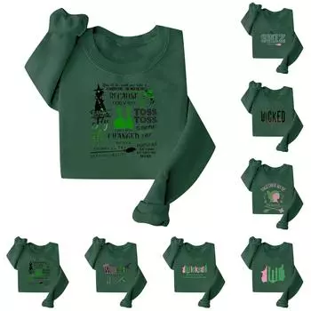 Женская свободная повседневная толстовка с круглым вырезом и длинными рукавами с принтом, модная толстовка L армия зеленый