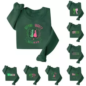 Женская свободная повседневная толстовка с круглым вырезом и длинными рукавами с принтом, модная толстовка L армия зеленый