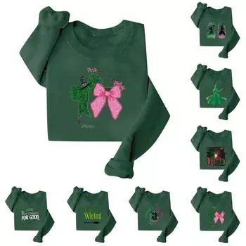 Женская свободная повседневная толстовка с круглым вырезом и длинными рукавами с принтом, модная толстовка L армия зеленый