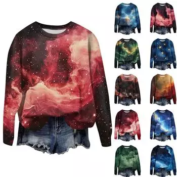 Женская свободная повседневная толстовка с круглым вырезом и длинными рукавами, модный топ с длинными рукавами L