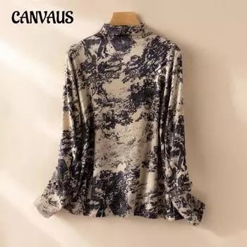 Женская свободная рубашка в деревенском стиле с принтом и длинными рукавами, теплые внутренние топы S чёрный