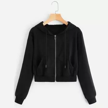 Женская свободная толстовка с длинным рукавом на молнии - короткая куртка в корейском стиле на осень/зиму 2024 г. XXL